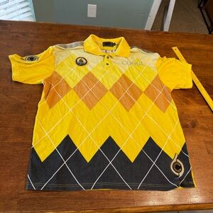 VTG COOGI World Tour Polo Shirt Men XL Argyle Yellow Hip Hop 90s Streetwear XL